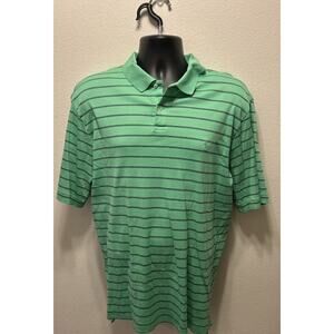Polo Ralph Lauren Mens‎ Large Green Striped Short Sleeve Polo Shirt Classic Golf